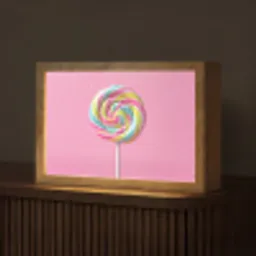 Lolly - Roze - Snoep - Zoet Light Box met kabel (Tafellamp) klein -z3d_website