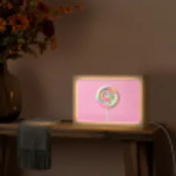Lolly - Roze - Snoep - Zoet Light Box met kabel (Tafellamp) klein -sfeer4