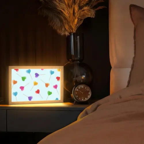 Lolly - Regenboog - Snoep Light Box met kabel (Tafellamp) klein -sfeer1
