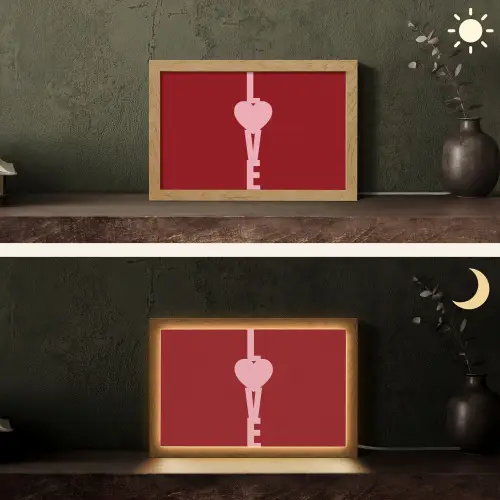 Love - Hart - Rood Light Box met kabel (Tafellamp) klein -sfeer3