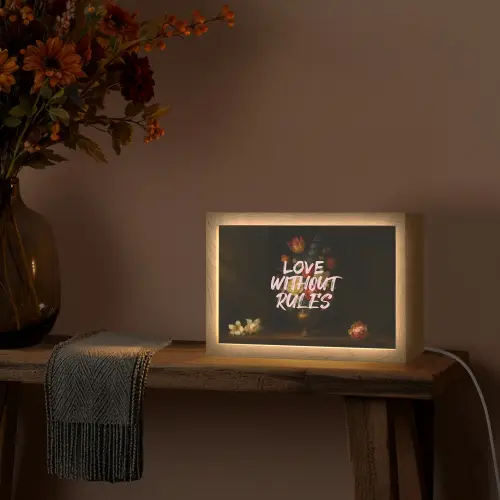 Liefde - Modern - Bloemen Light Box met kabel (Tafellamp) klein -sfeer4