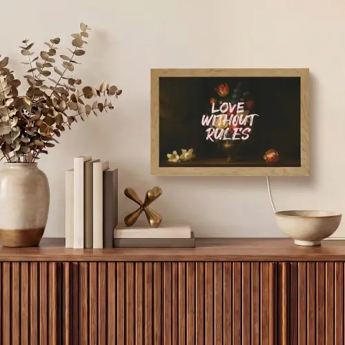 Liefde - Modern - Bloemen Light Box met kabel (Tafellamp) klein -sfeer2