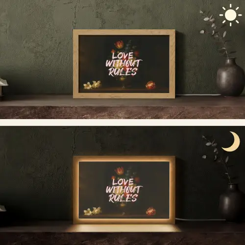 Liefde - Modern - Bloemen Light Box met kabel (Tafellamp) klein -sfeer3