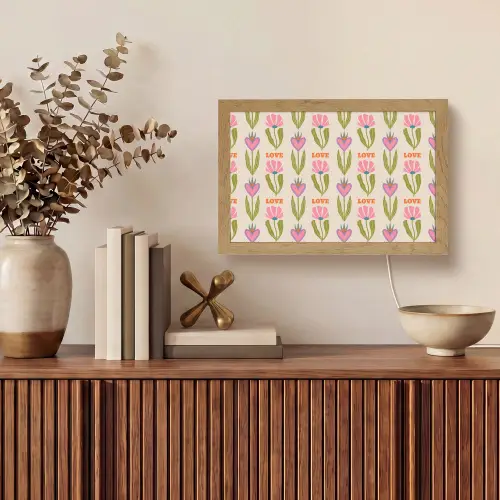 Love - Patroon - Bloemen - Hartjes Light Box met kabel (Tafellamp) klein 924 -sfeer2