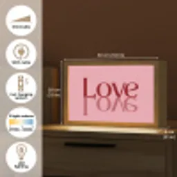 Love - Roze - Spiegeling Light Box met kabel (Tafellamp) klein -USP_EN