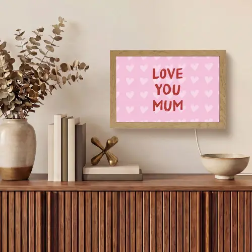 Love - Quote - Moeder - Rood Light Box met kabel (Tafellamp) klein -sfeer2