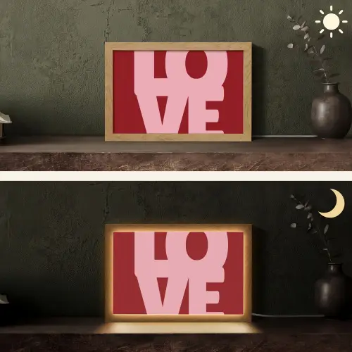 Love - Rood - Blokletters Light Box met kabel (Tafellamp) klein -sfeer3