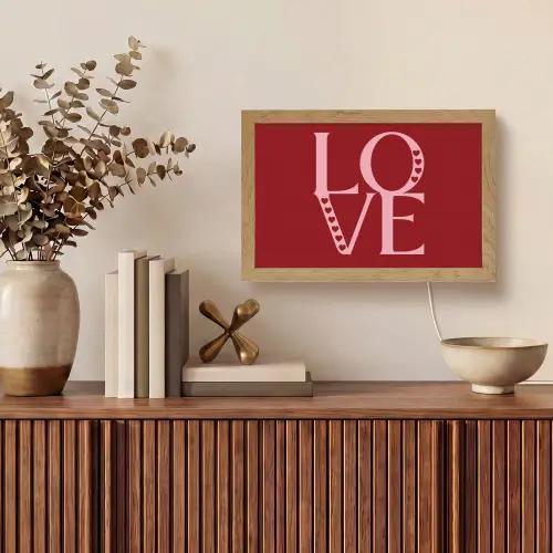 Love - Rood - Hatjes Light Box met kabel (Tafellamp) klein -sfeer2