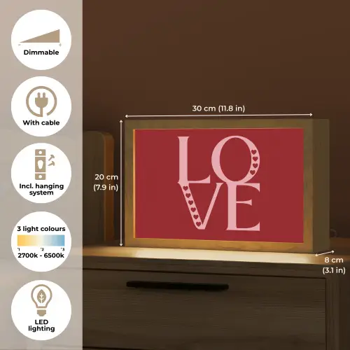 Love - Rood - Hatjes Light Box met kabel (Tafellamp) klein -USP_EN