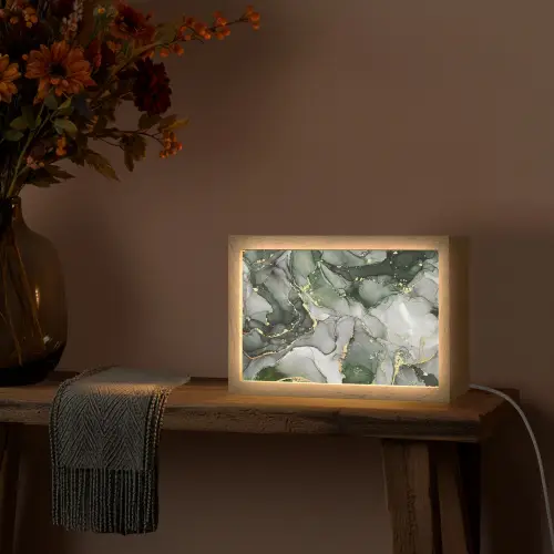 Luxe - Marmer - Groen Light Box met kabel (Tafellamp) klein -sfeer4