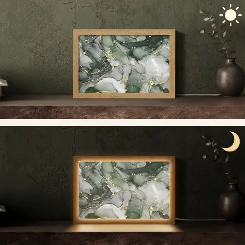 Luxe - Marmer - Groen Light Box met kabel (Tafellamp) klein -sfeer3