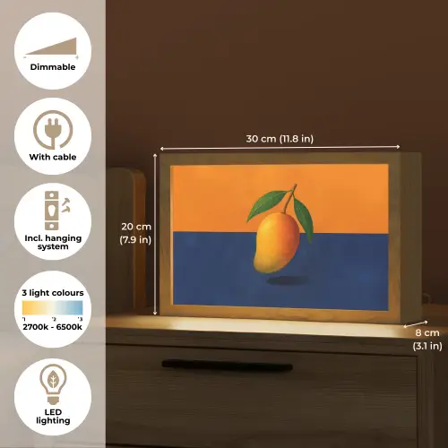 Mango - Vlakken - Bladeren - Oranje Light Box met kabel (Tafellamp) klein -USP_EN