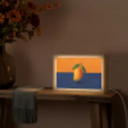 Mango - Vlakken - Bladeren - Oranje Light Box met kabel (Tafellamp) klein -sfeer4