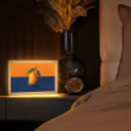 Mango - Vlakken - Bladeren - Oranje Light Box met kabel (Tafellamp) klein -sfeer1