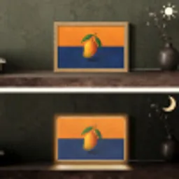 Mango - Vlakken - Bladeren - Oranje Light Box met kabel (Tafellamp) klein -sfeer3