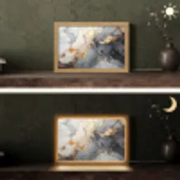 Marmer - Zwart - Goud - Wit Light Box met kabel (Tafellamp) klein -sfeer3