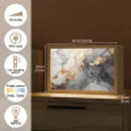 Marmer - Zwart - Goud - Wit Light Box met kabel (Tafellamp) klein -USP_EN