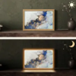 Marmer - Blauw - Goud Light Box met kabel (Tafellamp) klein -sfeer3