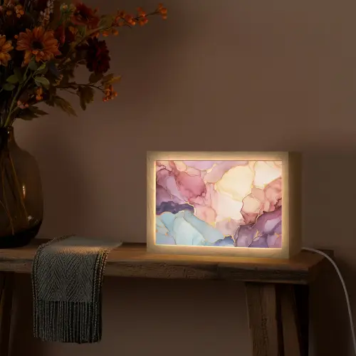 Marmer - Kleurrijk Light Box met kabel (Tafellamp) klein -sfeer4