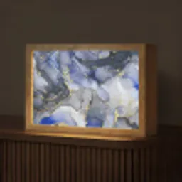 Marmer - Goud - Abstract - Blauw Light Box met kabel (Tafellamp) klein -z3d_website