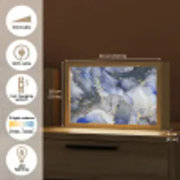 Marmer - Goud - Abstract - Blauw Light Box met kabel (Tafellamp) klein -USP_EN
