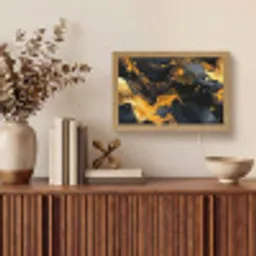 Marmer - Goud - Zwart - Abstract - Modern Light Box met kabel (Tafellamp) klein -sfeer2