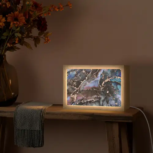 Marmer - Goud - Rosé Light Box met kabel (Tafellamp) klein -sfeer4