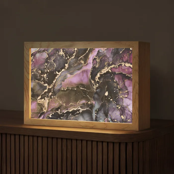 Marmer - Gold - Steen - Abstract Light Box met kabel (Tafellamp) klein -z3d_website