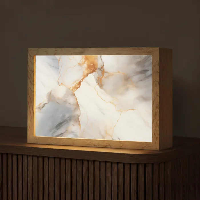 Marmer - Grijs - Goud Light Box met kabel (Tafellamp) klein -z3d_website