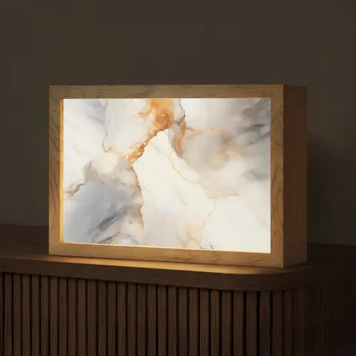 Marmer - Grijs - Goud Light Box met kabel (Tafellamp) klein -z3d_website