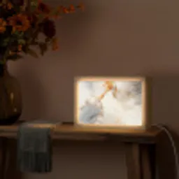 Marmer - Grijs - Goud Light Box met kabel (Tafellamp) klein -sfeer4