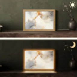 Marmer - Grijs - Goud Light Box met kabel (Tafellamp) klein -sfeer3
