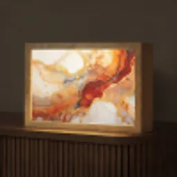 Marmer - Oranje - Goud - Modern - Abstract Light Box met kabel (Tafellamp) klein -z3d_website