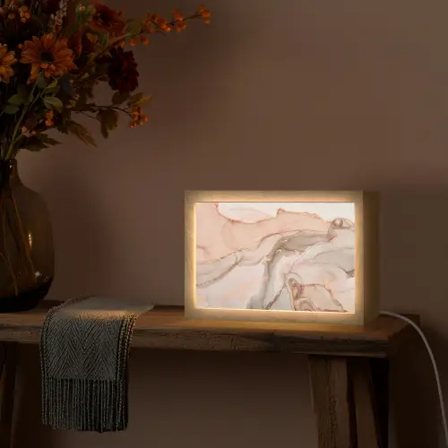 Marmer - Roze - Rosé Light Box met kabel (Tafellamp) klein -sfeer4