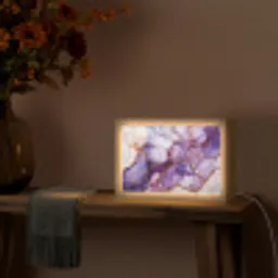 Marmer - Paars - Lila - Goud Light Box met kabel (Tafellamp) klein -sfeer4