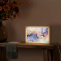 Marmer - Paars - Lila - Goud - Abstract Light Box met kabel (Tafellamp) klein -sfeer4