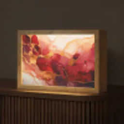 Marmer - Rood - Goud - Modern - Abstract Light Box met kabel (Tafellamp) klein -z3d_website