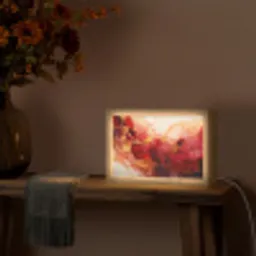 Marmer - Rood - Goud - Modern - Abstract Light Box met kabel (Tafellamp) klein -sfeer4