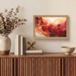 Marmer - Rood - Goud - Modern - Abstract Light Box met kabel (Tafellamp) klein -sfeer2