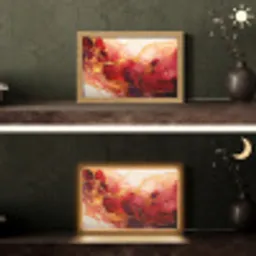 Marmer - Rood - Goud - Modern - Abstract Light Box met kabel (Tafellamp) klein -sfeer3