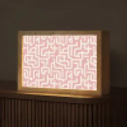 Doolhofpatroon - Roze - Wit - Abstract Light Box met kabel (Tafellamp) klein 924 -z3d_website
