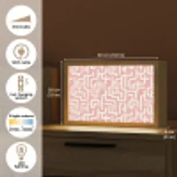 Doolhofpatroon - Roze - Wit - Abstract Light Box met kabel (Tafellamp) klein 924 -USP_EN