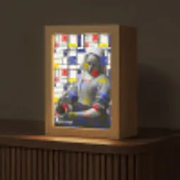 Melkmeisje - Mondriaan - Collage Light Box met kabel (Tafellamp) klein -z3d_website