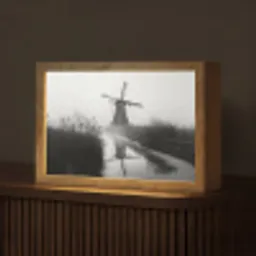 Molen - Weerspiegeling - Landschap - Water Light Box met kabel (Tafellamp) klein -z3d_website