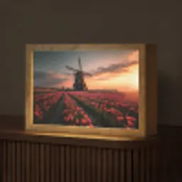 Molen - Zonsondergang - Tulpen - Rood Light Box met kabel (Tafellamp) klein -z3d_website