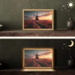 Molen - Zonsondergang - Tulpen - Rood Light Box met kabel (Tafellamp) klein -sfeer3