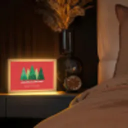 Minimalistisch - Kerstbomen - Rood - Sneeuw Light Box met kabel (Tafellamp) klein -sfeer1