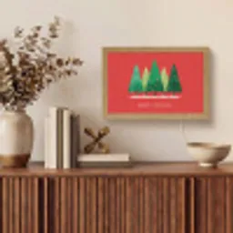 Minimalistisch - Kerstbomen - Rood - Sneeuw Light Box met kabel (Tafellamp) klein -sfeer2