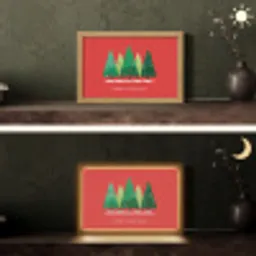 Minimalistisch - Kerstbomen - Rood - Sneeuw Light Box met kabel (Tafellamp) klein -sfeer3