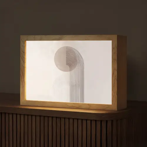 Minimalistisch - Cirkel - Lichtgrijs Light Box met kabel (Tafellamp) klein -z3d_website